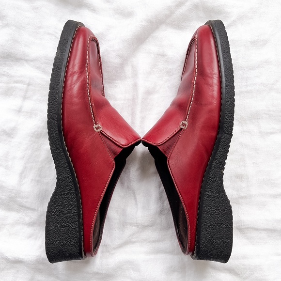 Vintage GH Bass & Co Tiona Oxblood Red Leather Loafer Mules 9.5 Preppy Academia - Picture 7 of 9